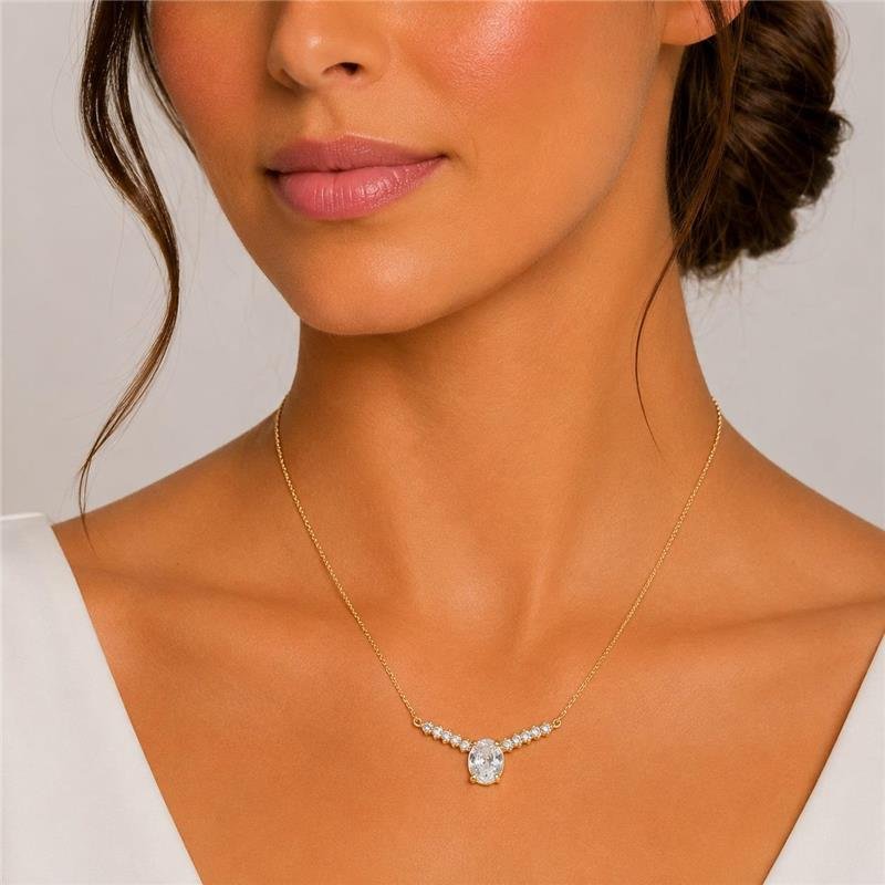 Colar Zircônia Oval Luxo