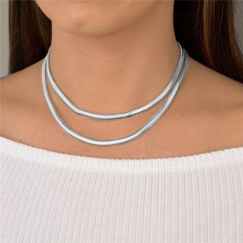 Colar Prata Leve Choker Malha Alemã 35CM 5mm