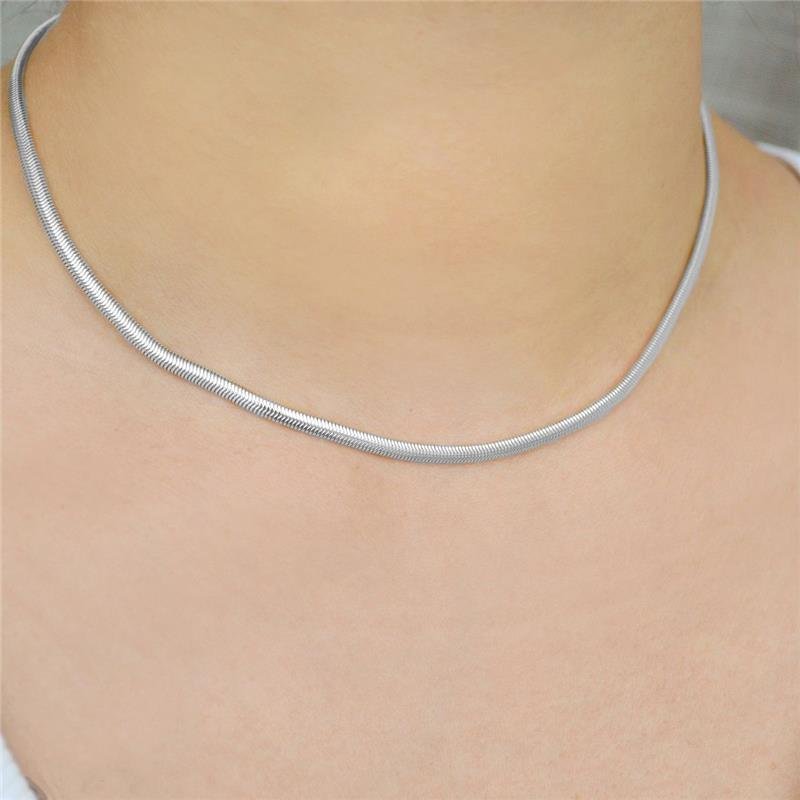 Colar Prata Leve Malha Alemã 45cm 3mm