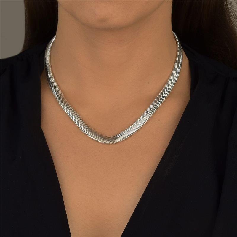 Colar Prata Leve Luxo Malha Alemã 40cm e 8mm