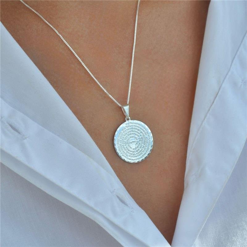 Colar Prata Leve Medalha Pai Nosso