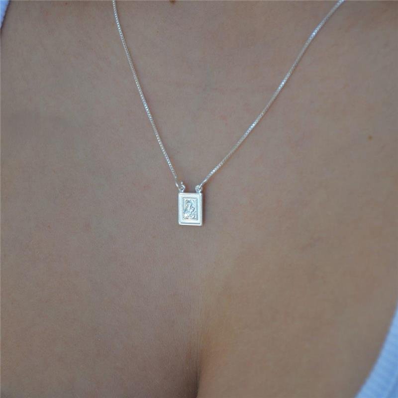  Colar Escapulário Prata Leve Sagrado Coração de Jesus 