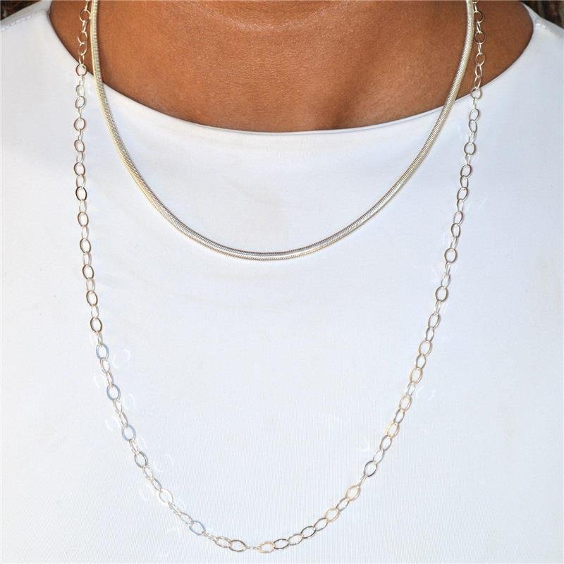 Colar Prata Leve de Elos Longo 60cm