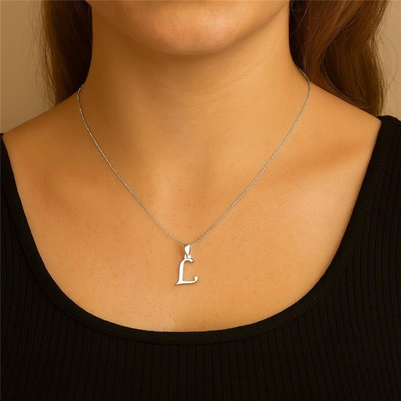 Colar Prata Leve Pingente letra L