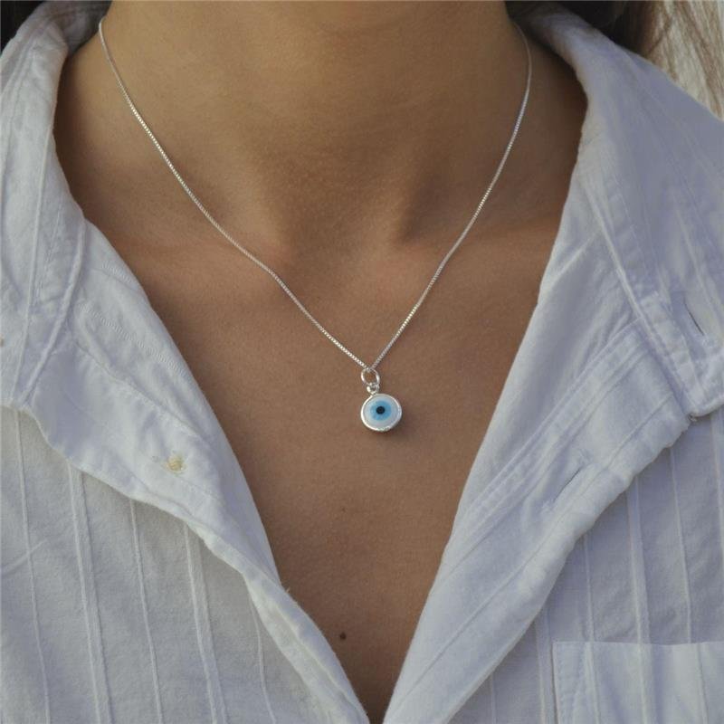 Colar Prata Leve Olho Grego