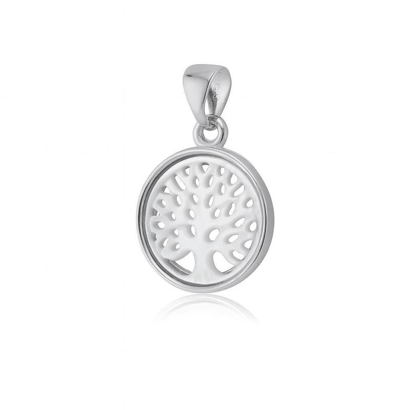 Colar Prata Leve Árvore da Vida Madrepérola M