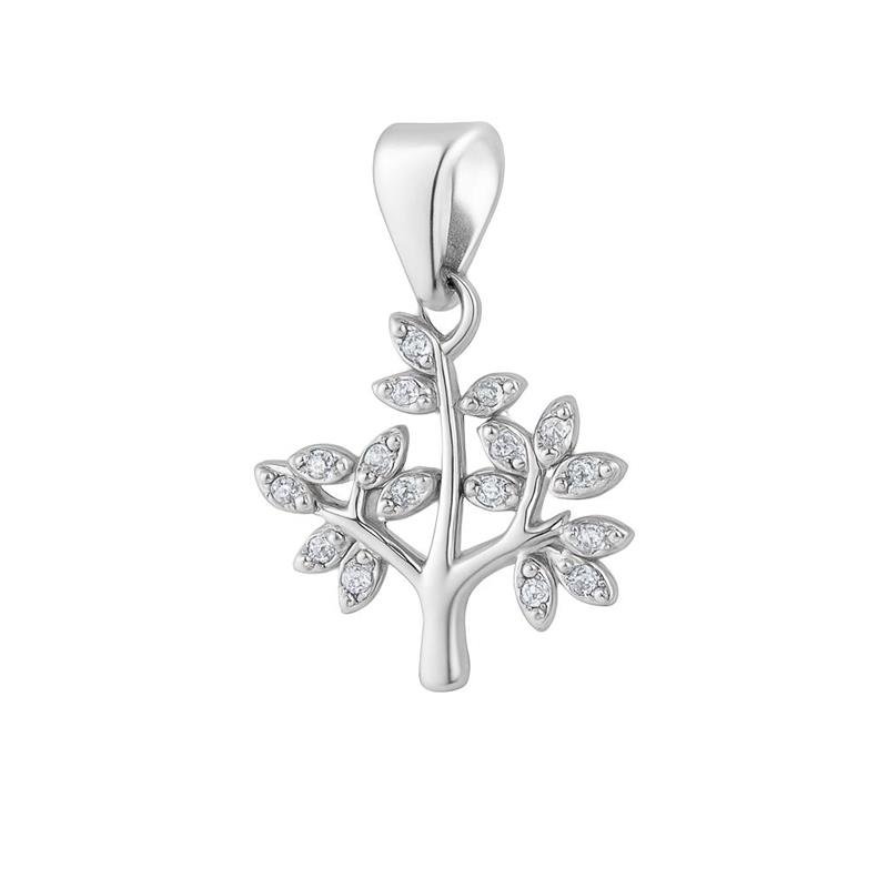 Colar Prata Leve Delicado Árvore da Vida Cravejado