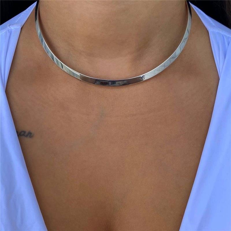Choker Prata Leve Arco