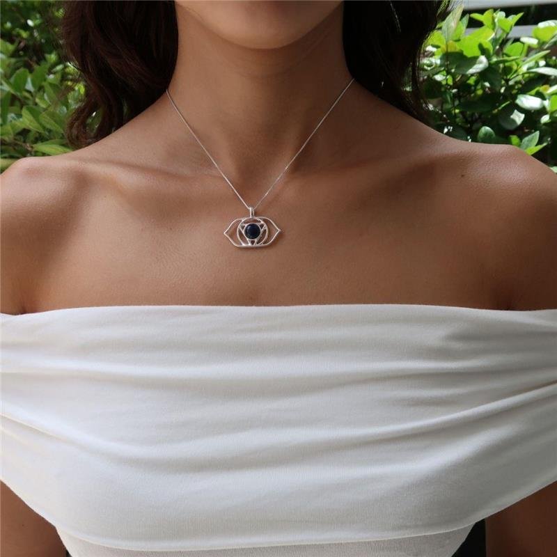 Colar Prata Leve Sodalita Chakra Frontal