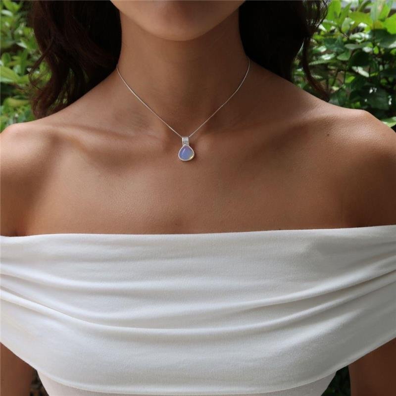 Colar Prata Leve Opalina Gota