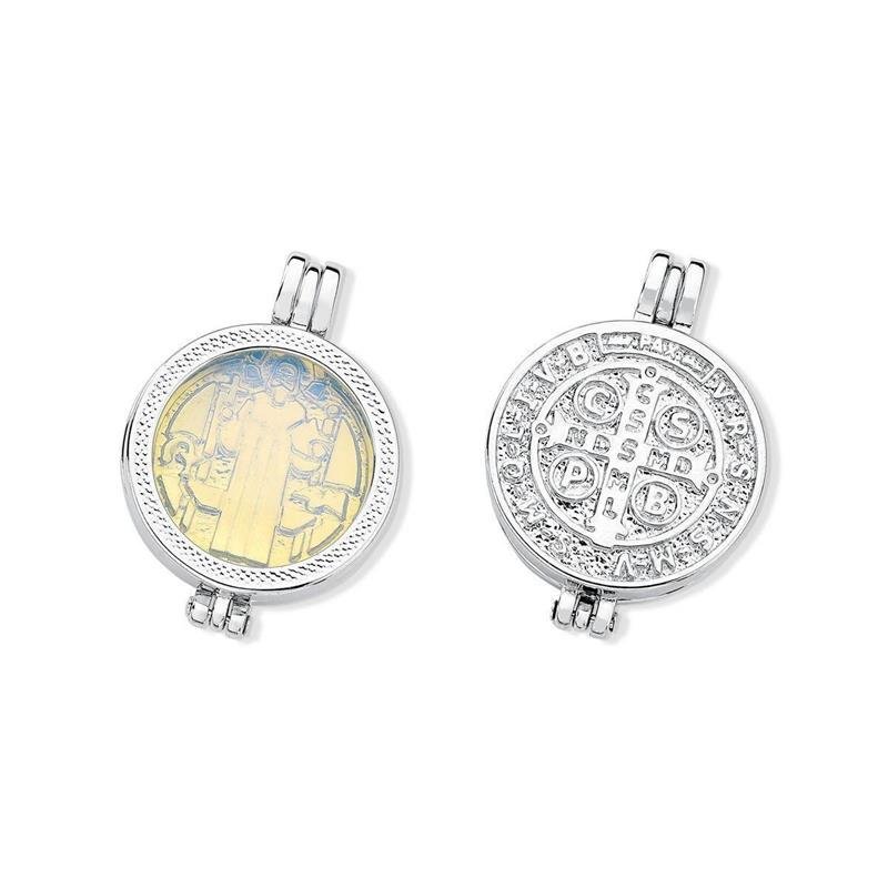 Colar Envelhecido Opalina Relicário São Bento