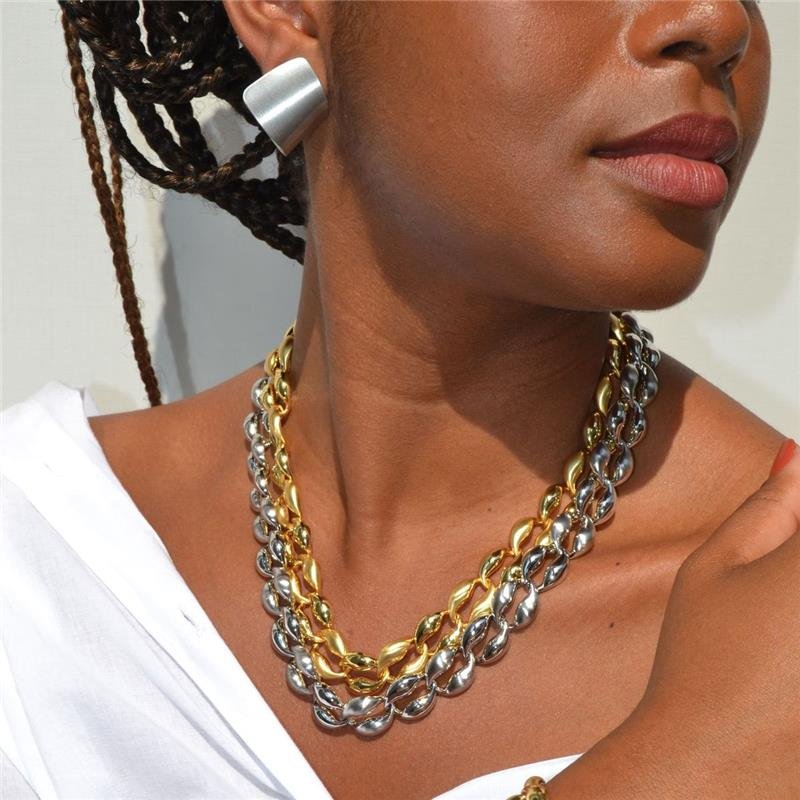 Colar Elos Ovais Lisos Acetinado Maxi