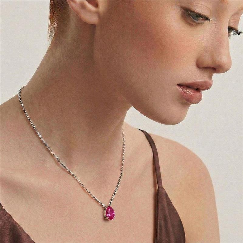 Colar Gota Magenta 