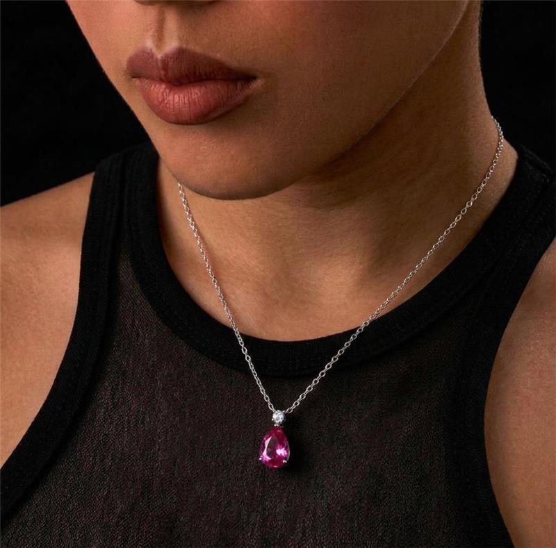 Colar Gota Elegance Magenta