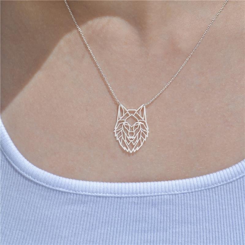 Colar Prata 925 Origami Lobo