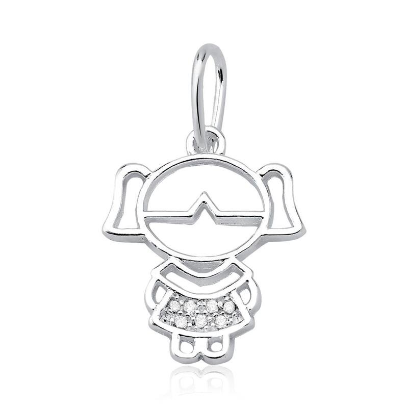 Colar Prata 925 Filha Menina Cravejada