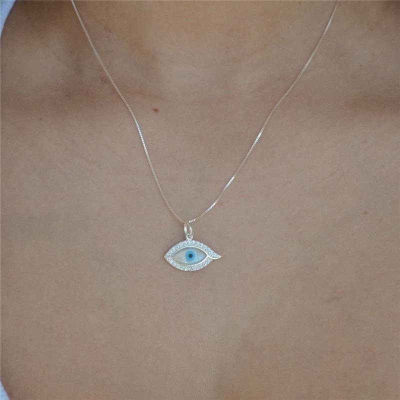 Colar Prata Legítima Olho Grego