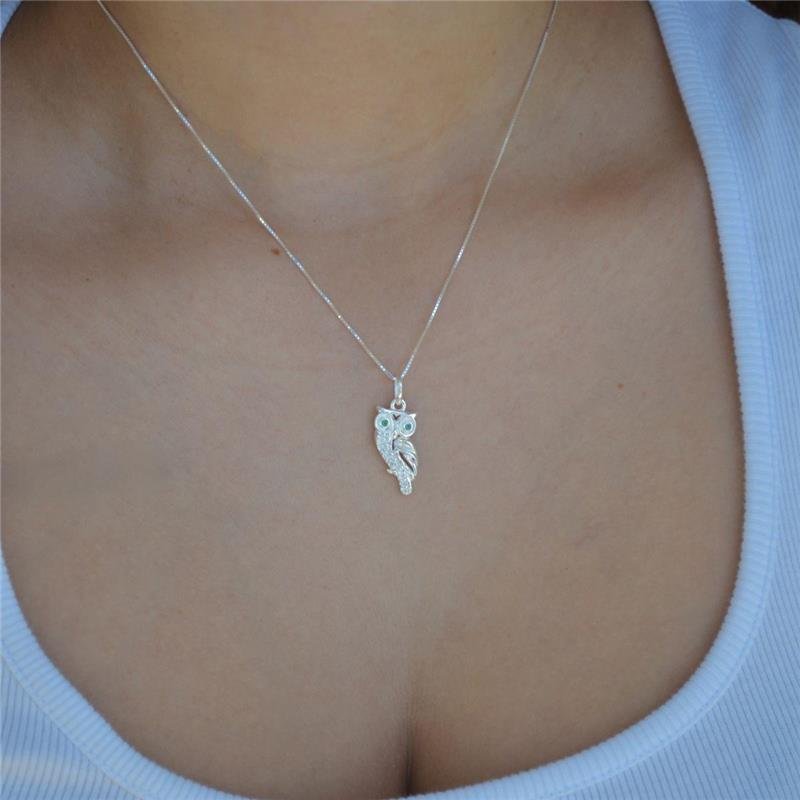 Colar Prata Legítima Coruja