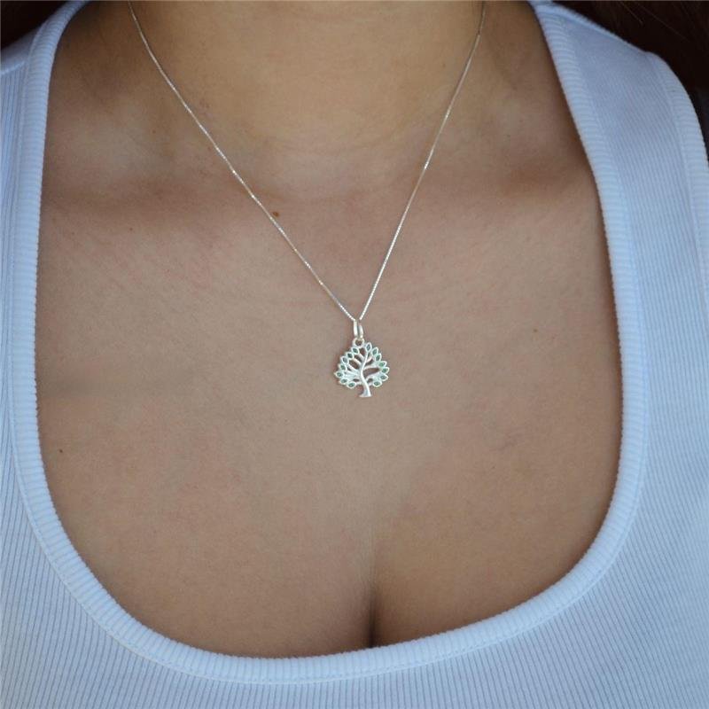 Colar Prata Legítima Árvore da Vida Colors