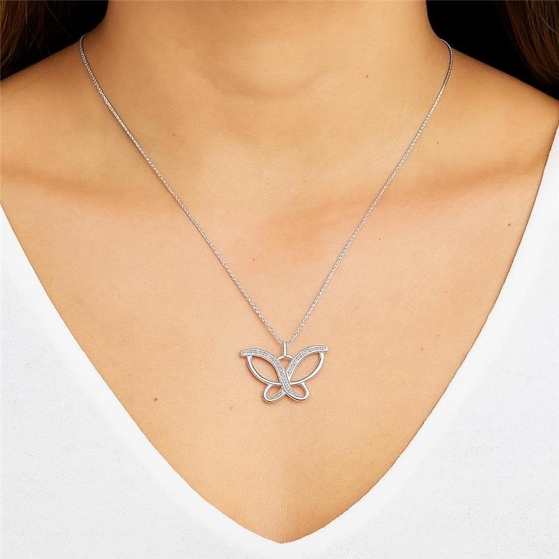 Colar Prata Legítima Borboleta