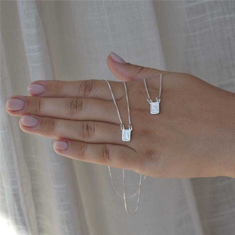 Colar Escapulário Prata Legítima Sagrado Coração de Jesus e Nossa Senhora do Carmo