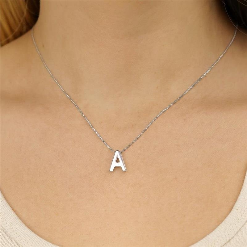 Colar Prata Legítima Pingente letra A