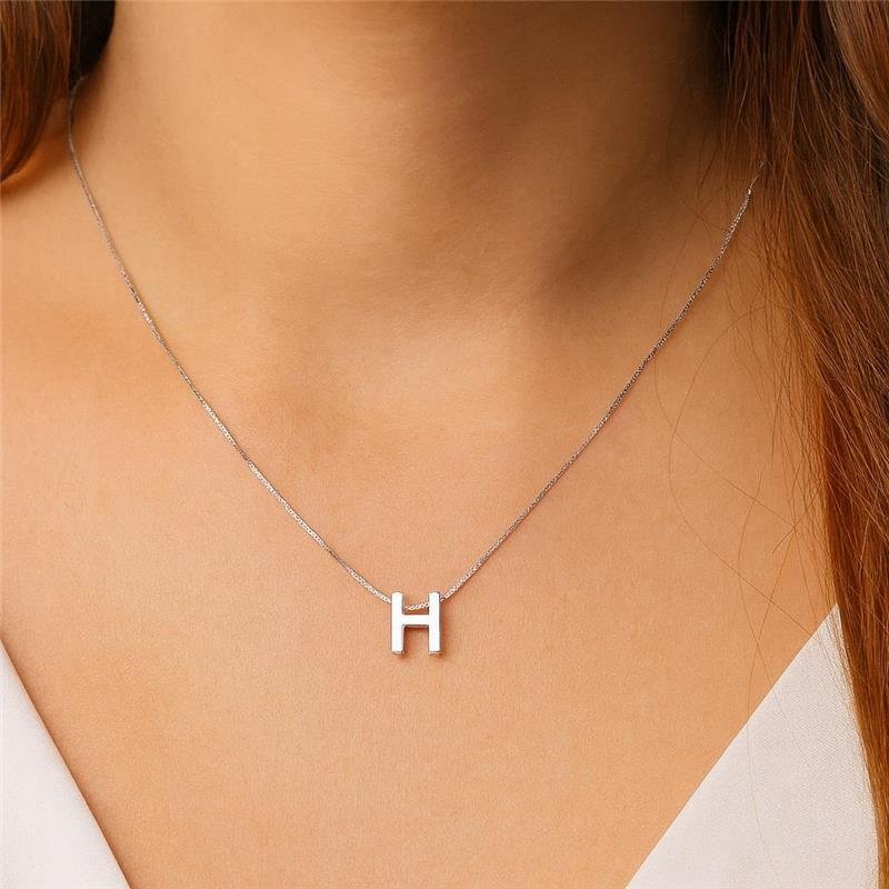 Colar Prata Legítima Pingente letra H