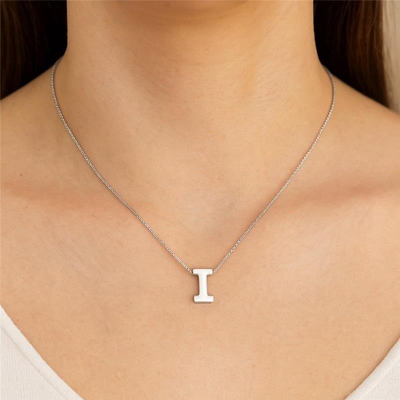 Colar Prata Legítima Pingente letra I