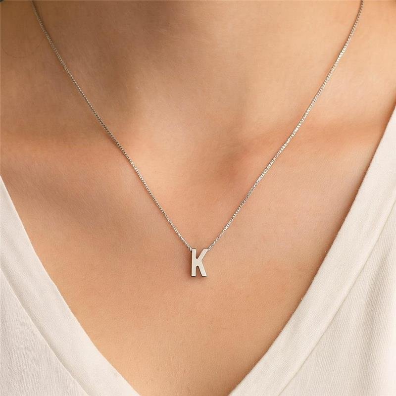 Colar Prata Legítima Pingente letra K