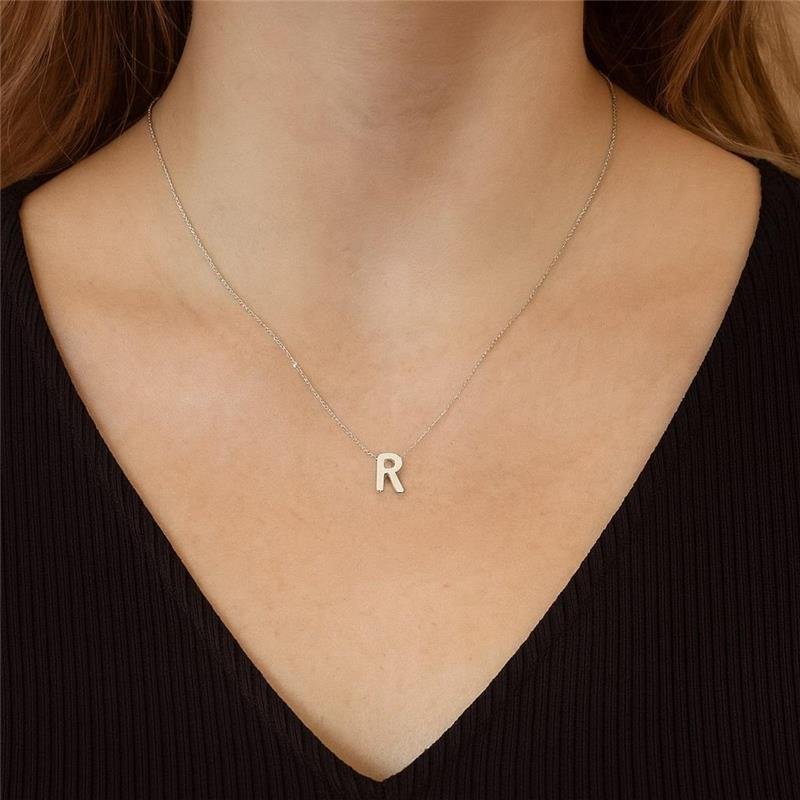 Colar Prata Legítima Pingente letra R
