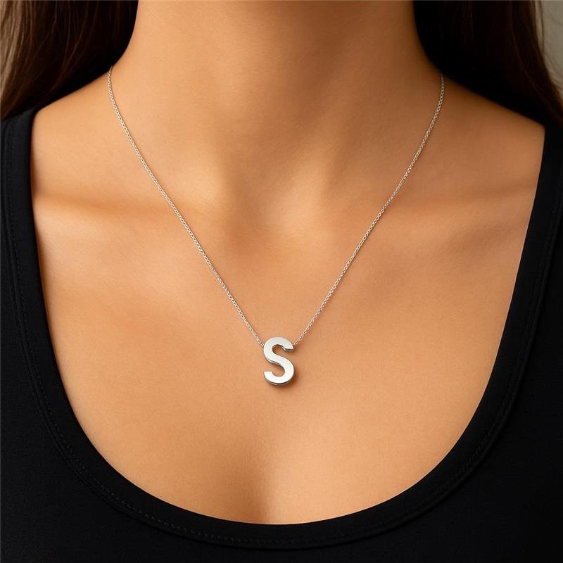 Colar Prata Legítima Pingente letra S