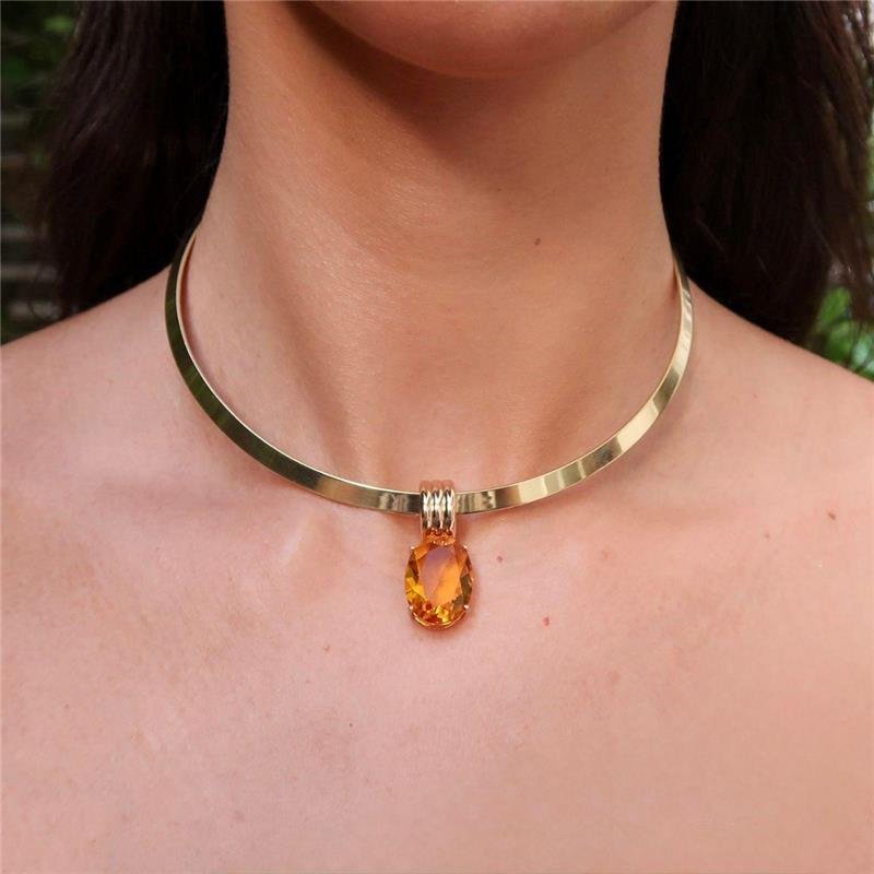 Pingente Oval Cristal Citrine