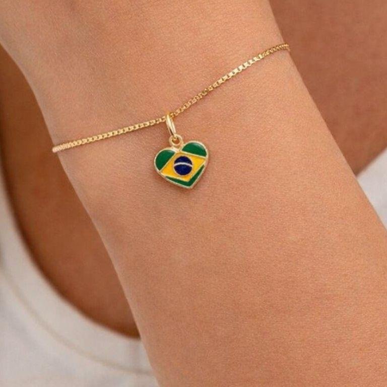 Pingente Coração Bandeira do Brasil