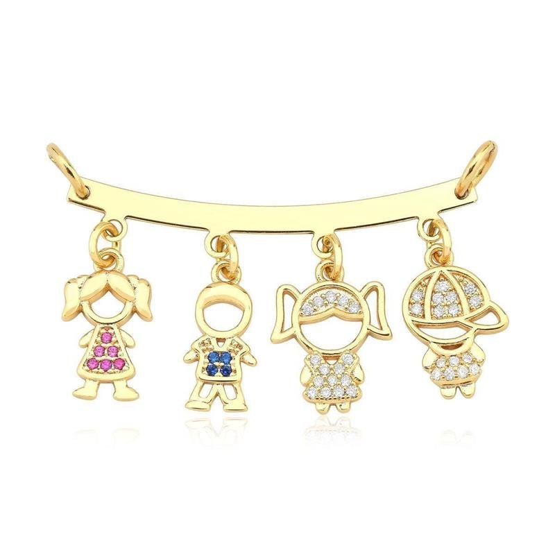 Pingente Menina Zircônias Rosa Avulso