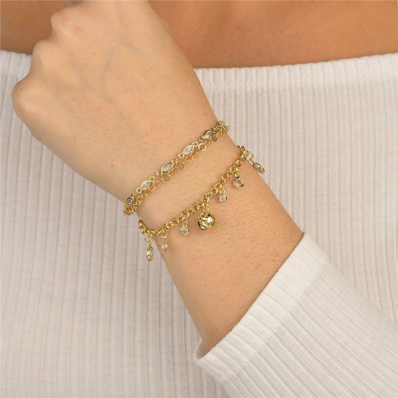 Pulseira Esfera e Pontos de Luz