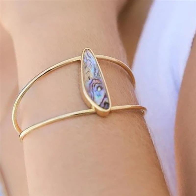 Bracelete Aro Duplo Geométrico Abalone