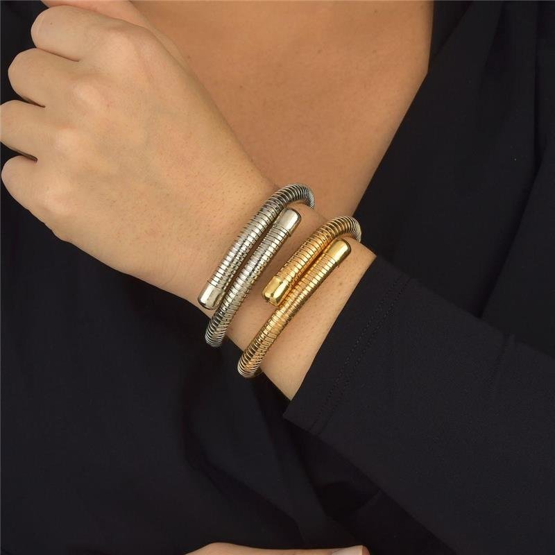 Bracelete Luxo Acessível Espiral Canelado 