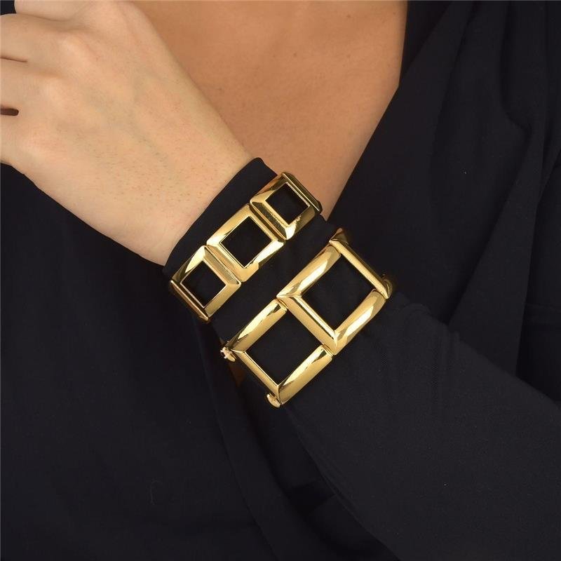 Bracelete Luxo Acessível Elos Quadrados 