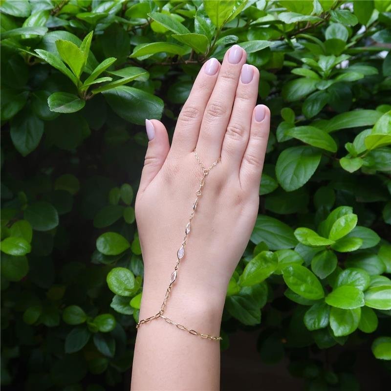 Pulseira de Mão Zircônia Navete