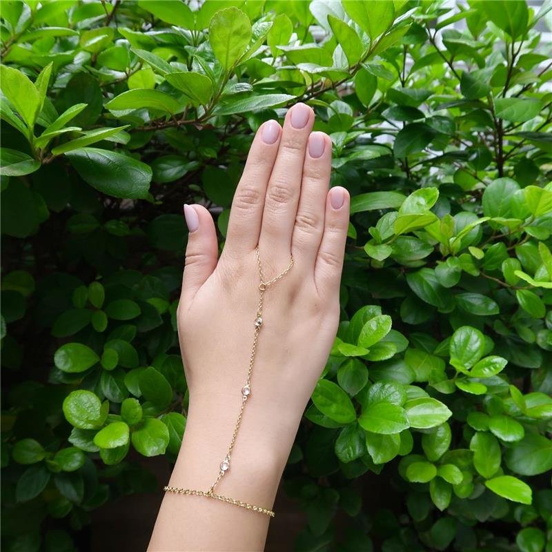 Pulseira de Mão Zircônia Redonda