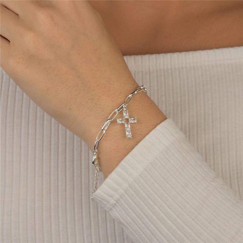 Pulseira Cruz Prata Leve