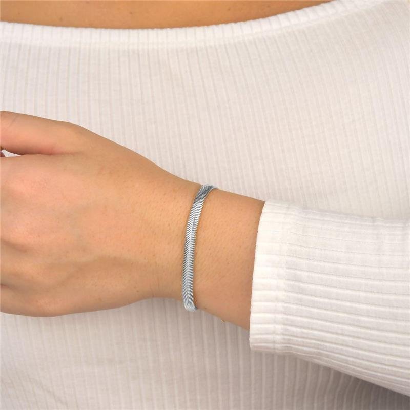 Pulseira Prata Leve Malha Alemã 16cm 5mm