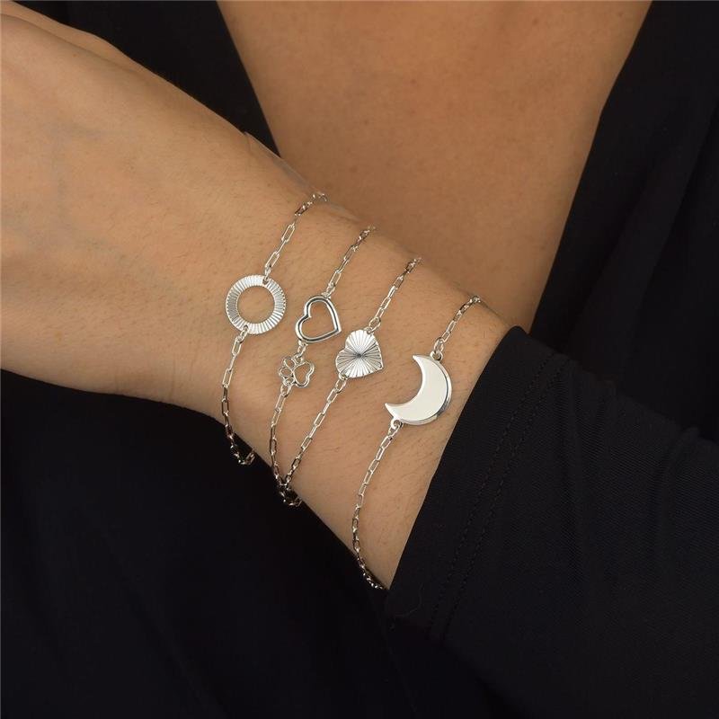 Pulseira Prata Leve Círculo Vazado