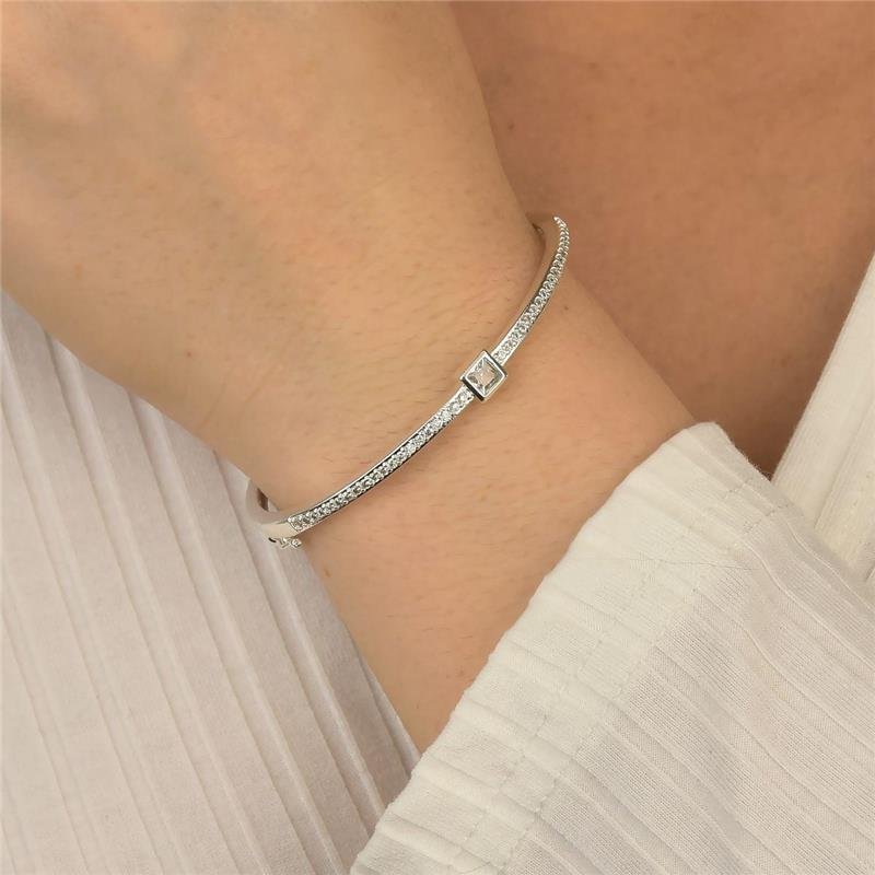 Bracelete Prata Leve Com Zircônias