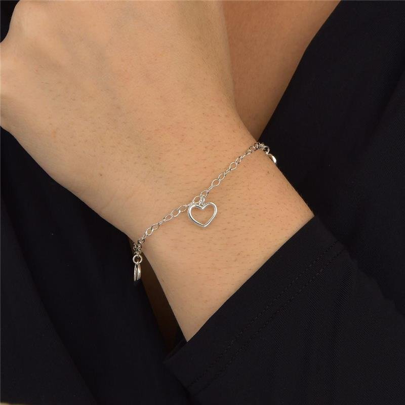 Pulseira Prata Leve Três Corações 