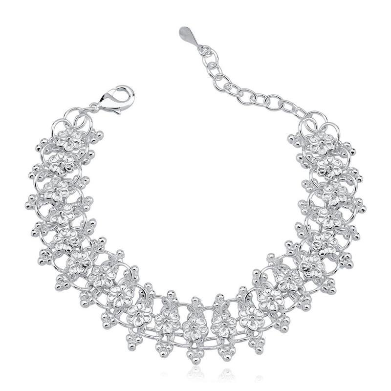 Pulseira Prata Leve Flores