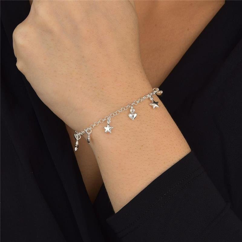 Pulseira Prata Leve Love Stars