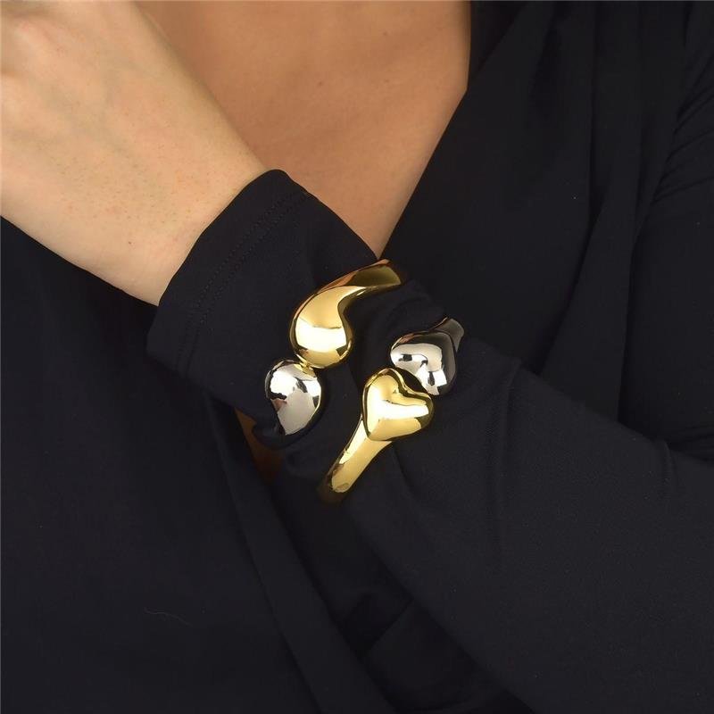 Bracelete Luxo Acessível Dual Corações 