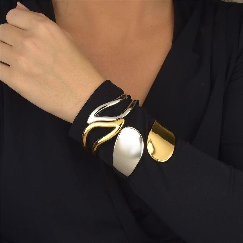 Bracelete Luxo Acessível Dual Ondas 