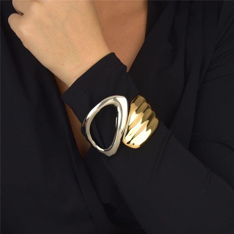 Bracelete Luxo Acessível Dual Curvas 